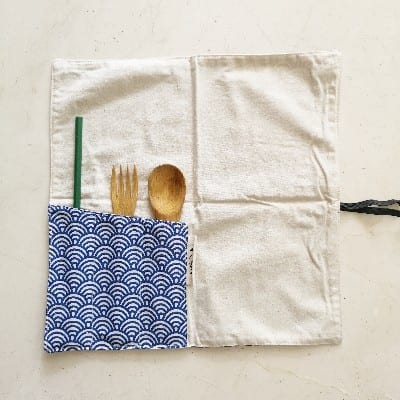 Zero Waste Reusable Cutlery Straw Roll Up Wrap